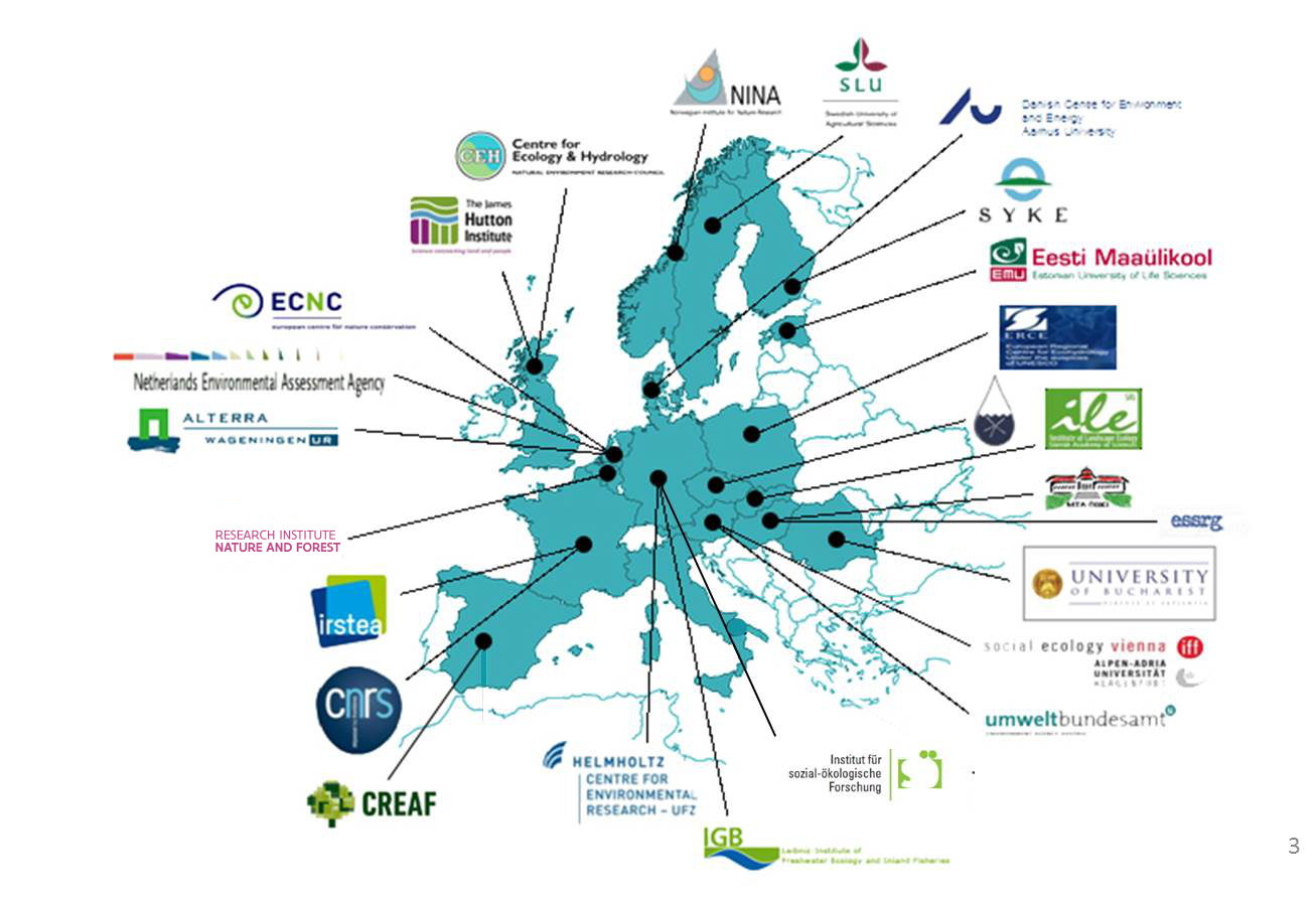 Map of Europe with ALTER-Net partner institutes